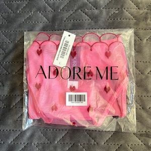 Adore Me pink and red heart panty, size large